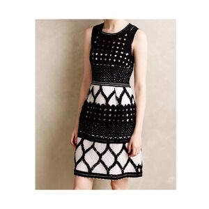 Baraschi Rona Basketweave Crochet Sleeveless Peplum Dress Size 4 Anthropologie